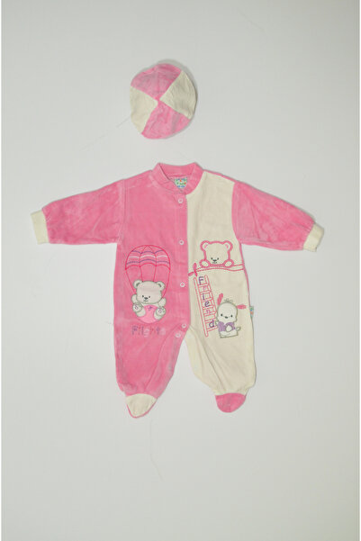 Baby Slon Kids Clup Kışlık kadife paraşüt nakışlı full çıtçıt kapamalı patikl...