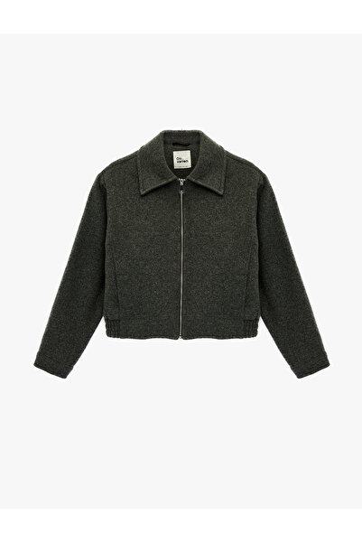 Koton Long Sleeve Zippered Classic Collar Pocket Detailed Jacket