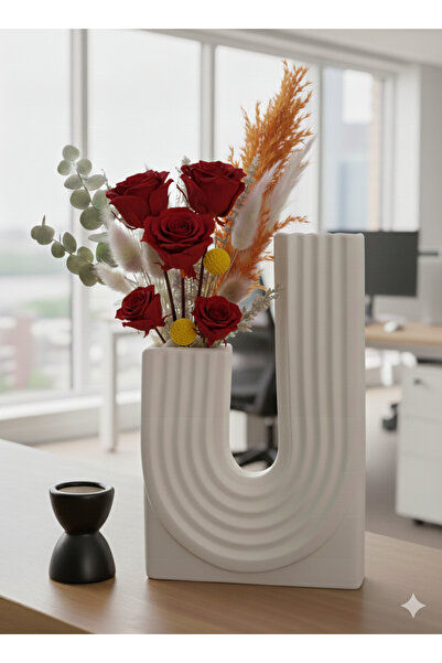 Lui Tasarım Μοντέρνο βάζο τύπου U σε κρεμ χρώμα