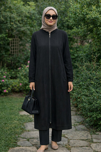 FUAT GÜRSEN Vertical Striped Zipper Cap