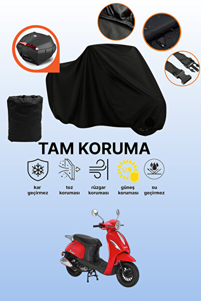 dokaca Black Rear Bag Compatible with Kanuni Trodon XS 125 Compatible Motorcy...