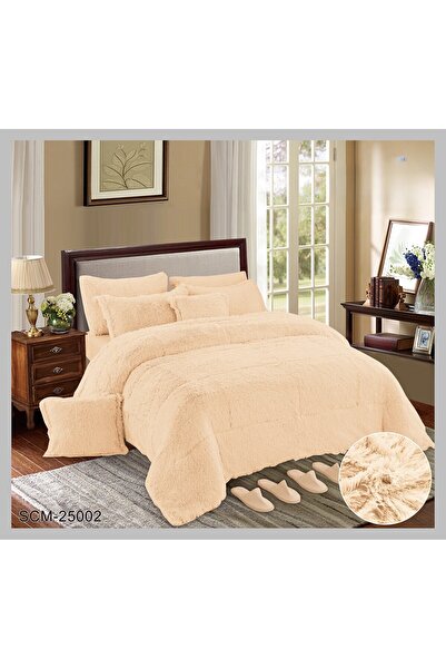 Moon Double bedsheet set made of thick faux fur for warmth and comfort, consi...