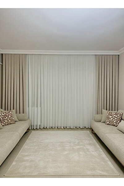 Perdenin Adresi Bohem Kumaş, Teddy Fon Perde Bej/Sütlü Kahve 1/3 Sık Pile (TE...