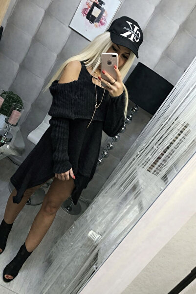 AndraRose Styles Asymmetric Off-Shoulder Sweater - Black