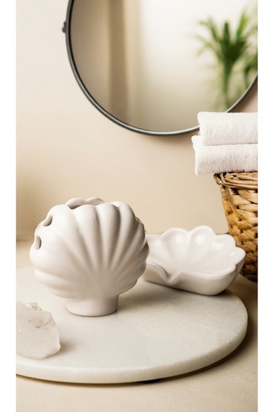 LALEZEN HOME Seashell Model Toothbrush Holder Soap Dish Set