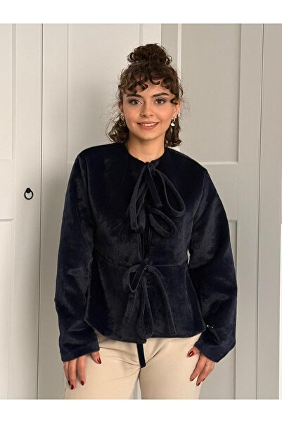 Betül Nayir Tie-Up Goldfox Jacket - Navy Blue