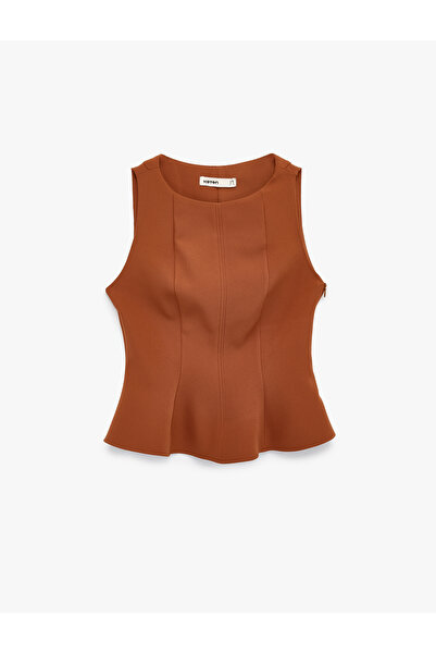 Koton قصة ضيقة بلوزة بدون أكمام بياقة دائرية غير متماثلة