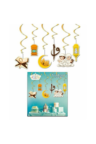 BALON DİYARI Kuran Okuyorum Temalı 6 Adet Tavan Sarkıt Süsü Kurana Geçtim Par...