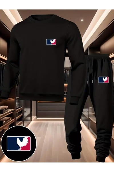 JoneBase Unisex Rooster Printed Crew Neck Oversized Bottom-Top Jogger Cotton ...