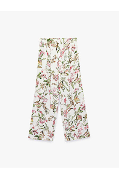 Koton Pantaloni din viscoză cu flori, cu detaliu de buzunar în talie normală
