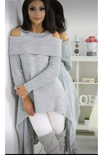 AndraRose Styles Asymmetric Off-Shoulder Sweater - Grey