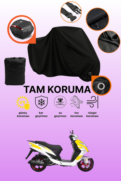 dokaca Black Rear Bag and Lock Compatible Yuki Yb 100 Jumbo Compatible Motorc...