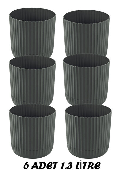 1 No 6 Pieces 1.3 Liter Beauty Flower Pot Plastic Flower Pot with Plates Suitable for Home Office and Outdoor