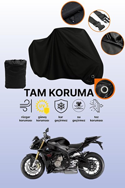 dokaca Black Compatible with Lock Bmw S 1000 R Compatible Motorcycle Tarpaulin