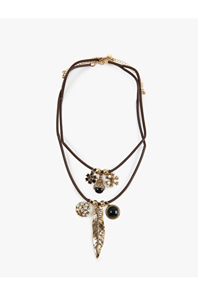 Koton Stone Detailed Steel Mixed Floral Multi Necklace - X Melis Ağazat