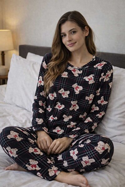 pi fashion Women's Patterned Long Sleeve Comfortable Pajama Set
