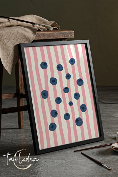 tablodea Stil Pinterest, model de afine pe linii roz, tablou înrămat cu afiș ...