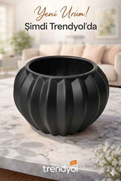 Velorahomee Mat Siyah Dekoratif Gondol Saksı