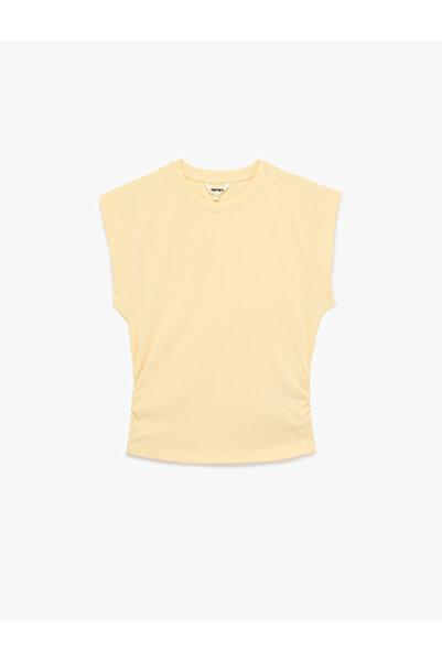 Koton Short Sleeve Crew Neck Cotton Slim Fit Drawstring T-Shirt