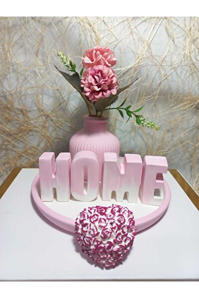 emilysamy Home Written Set with Vase Pink - Plate, Vase, Heart Object and Let...
