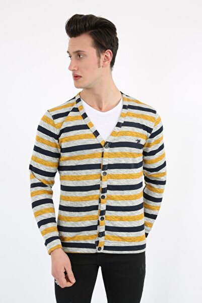 buğrahayalin Buttoned Striped Men's Casual Cardigan