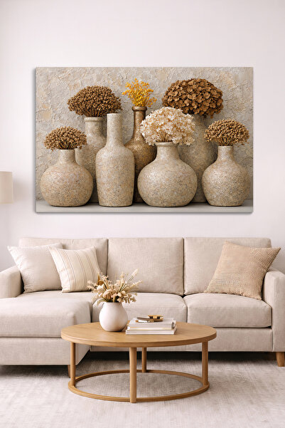 Arkeot Sessiz Şıklık – Vazolar Kanvas Duvar Tablosu - Oturma odası, Salon tab...