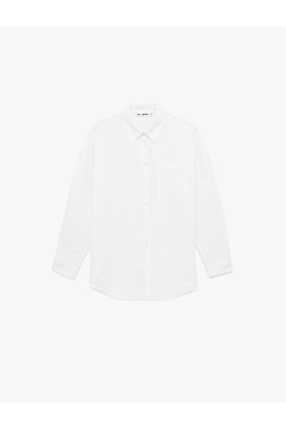 Koton Pocket Detailed Cotton Long Sleeve Classic Collar Oversized Shirt