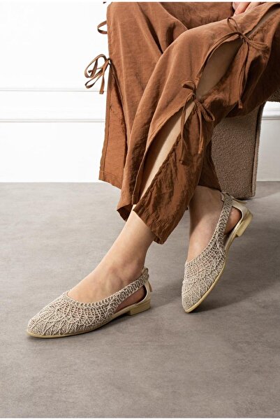 Ayra Moda Aira Kadın Dantel Detaylı Arkası Açık Rahat Örgü Nakışlı Hasır Babet