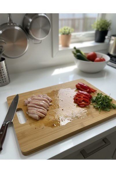 VESTA Concept Natural Bamboo Cutting Board - Water Resistant, Non Swelling - Kitchen Chopping Board - 33X25 cm