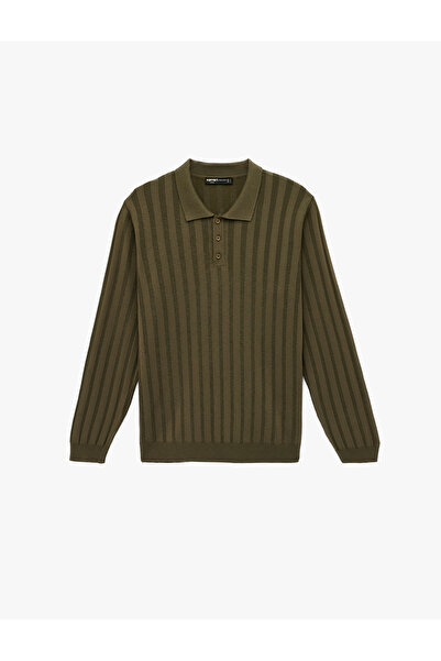 Koton Pulover de iarnă cu mânecă lungă, cu guler polo, cu detaliu de nasturi