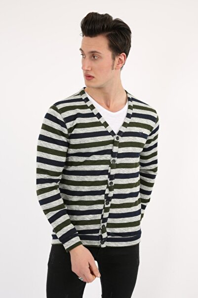 buğrahayalin Buttoned Striped Men's Casual Cardigan