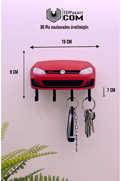 Butik Golf Mk7 Model Designed Red Color 3D Printing Decorative Keychain