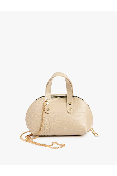 Koton Crocodile Skin Look Chain Strap Metal Accessory Handbag