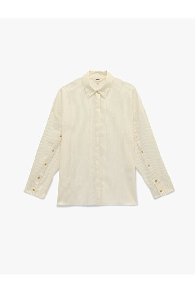 Koton Πουκάμισο με μακρύ μανίκι από μείγμα βισκόζης διακοσμητικά κουμπιά τεμα...