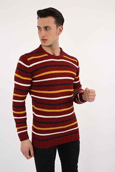 buğrahayalin Striped Patterned Thick Winter Men's Casual Knit Sweater