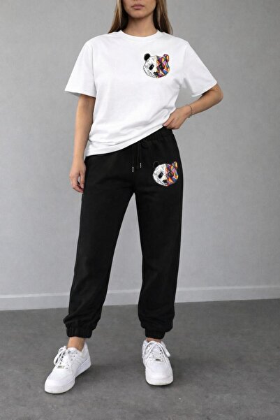 zeag طقم تي شيرت رياضي مطبوع عليه باندا للسيدات