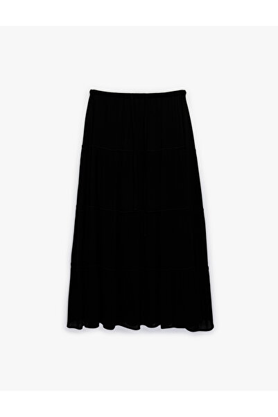 Koton Loose Cut Flared Viscose Midi Skirt