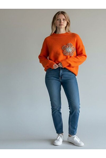 gzar Çiçek Aplikeli Triko Kazak