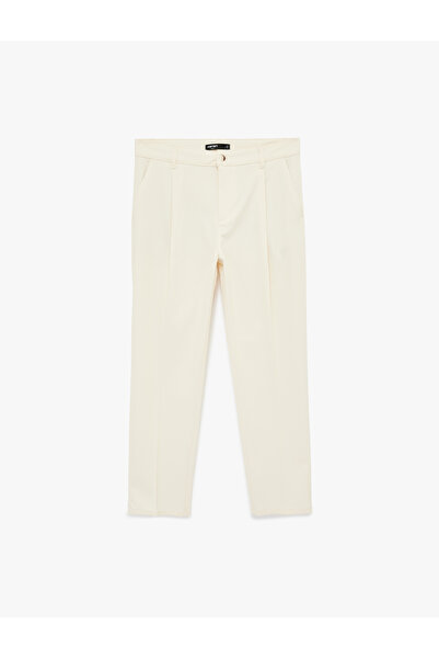 Koton Pantaloni confortabili din țesătură plisată din amestec de viscoză cu b...