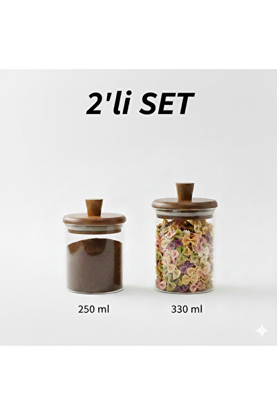 Edenza 250ml, 330 ml Borosilicate Glass Jar with Wooden Lid |   Spice, Coffee...