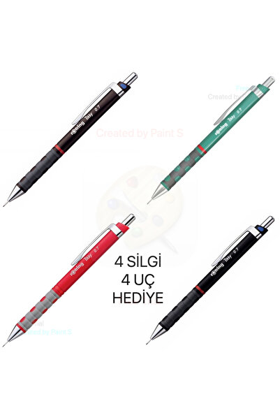 Rotring Tikky Versatil Kalem 0.7 BORDO SİYAH KIRMIZI DENİZ MAVİSİ 4 Adet Kale...