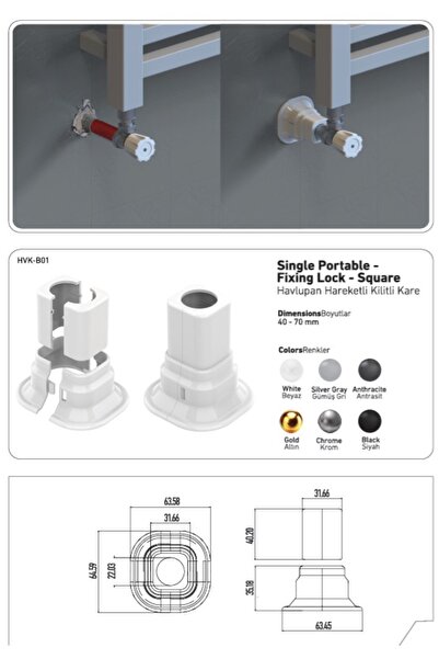 Bando HAVLUPAN BORU GİZLEME KARE TİP KROM