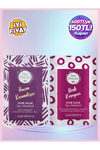Bee Beauty Boyalı Saçlar Renk Koruyucu ve Hacim Kazandırıcı Saç Maskesi 2 Ade...