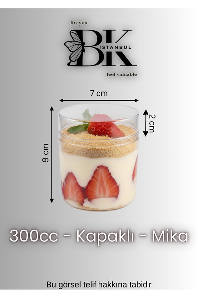 bkistanbul Kapaklı Magnolya Kasesi 30 Kap + 30 Kapak | Kapaklı Mika Sunum Kabı 300 cc 30'lu