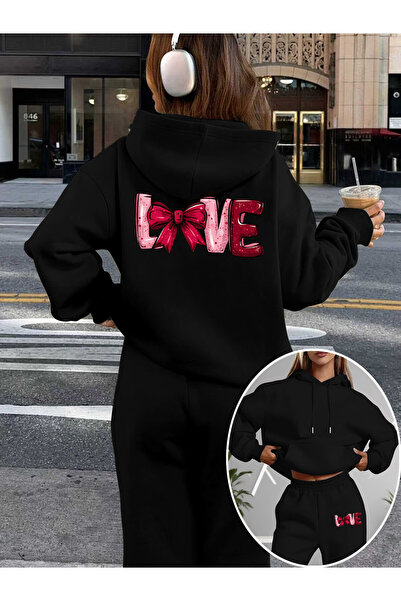 PENTHİLUS Women's Back Printed Oversized Tracksuit Set - 2-Piece Set- 3 Yarn ...