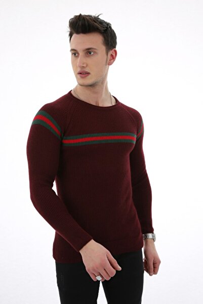buğrahayalin Striped Patterned Thick Winter Men's Casual Knit Sweater