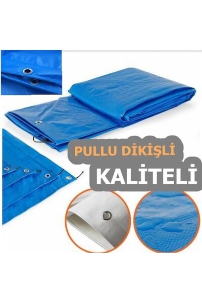 ABK PLASTİK Ekonet 10 m x 10 m Mavi Su Geçirmez Pullu Çadır Branda Tente Yağm...
