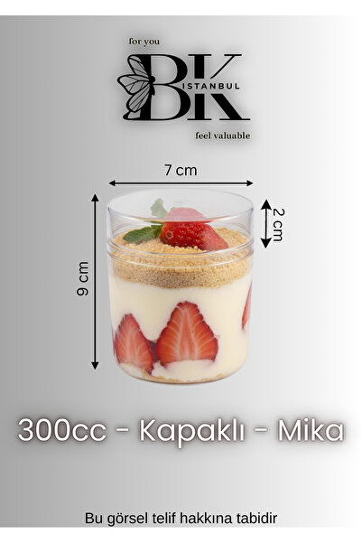 bkistanbul Kapaklı Magnolya Kasesi 200 Kap + 200 Kapak | Kapaklı Mika Sunum Kabı 300 cc 200'lu