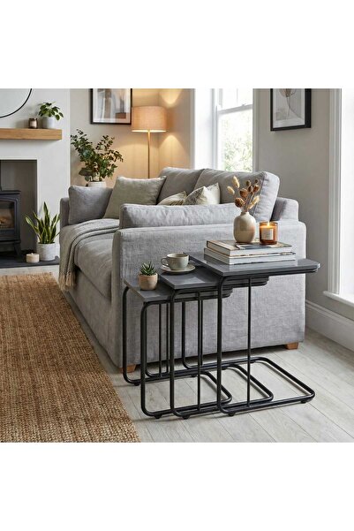 ModernEvveOfis C Tekerlekli Zigon Sehpa MDF Siyah Boyalı - Lake Boyalı Kenar ...