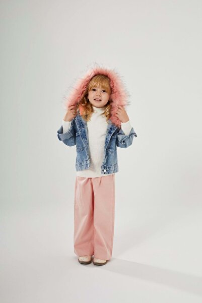 Lolliboomkids Denim Jacket with Removable Plush Fur Detail - Blue Jean - 2-3 ...